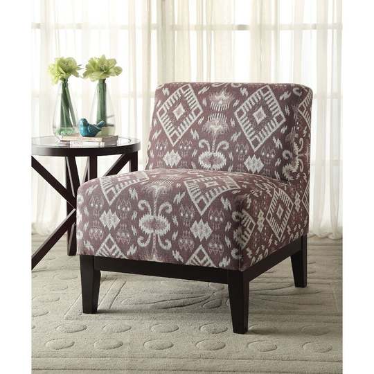 Accent Chair Upholstered Dining Chair with Backrest Armrest in Pattern Fabric,Brown
