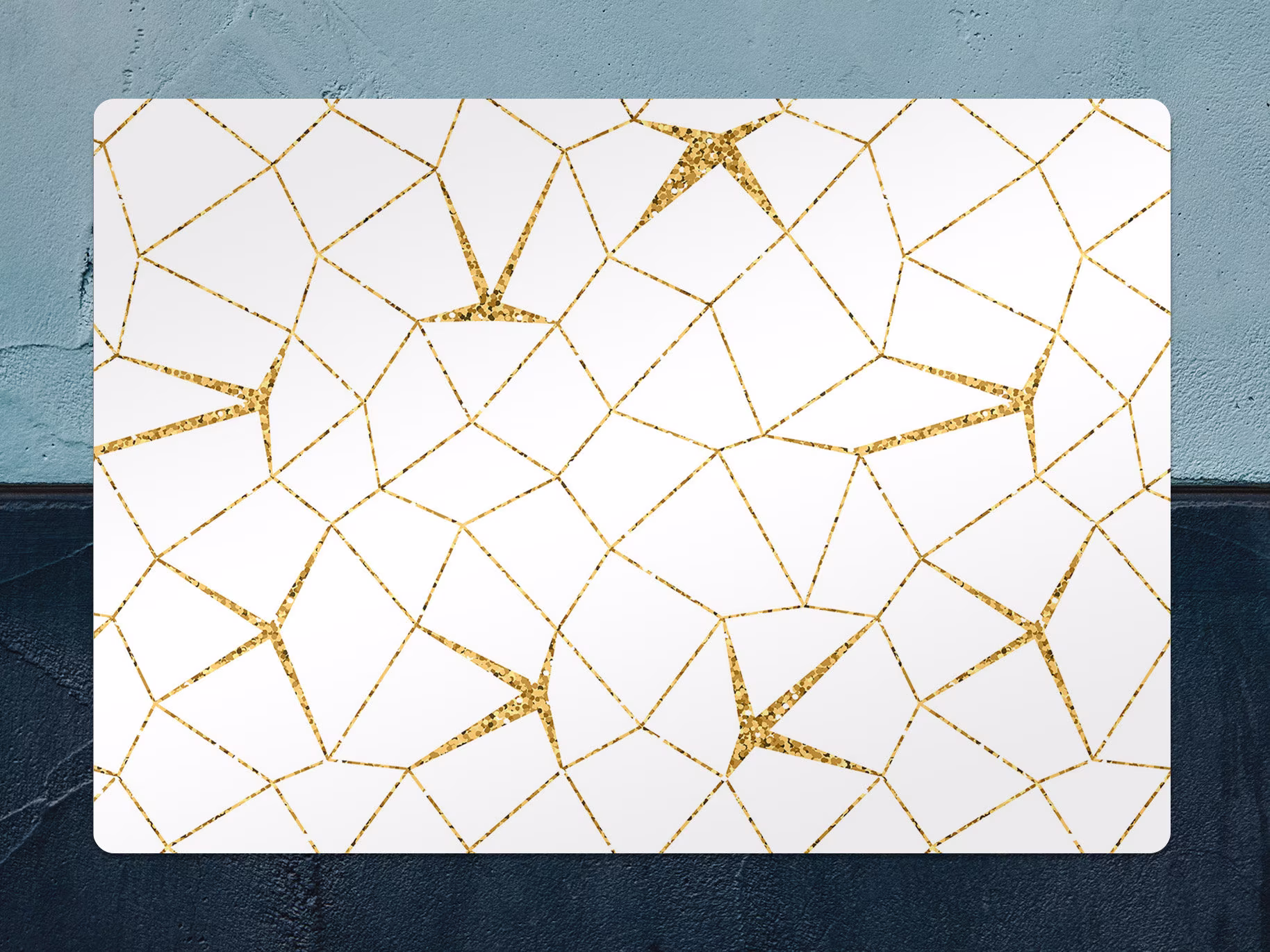 Mosaic Gold Imitation Chair Mat, White Protective Gilt Splat Abstract Vinyl Floor Pvc Office Room Rug, Gift Idea