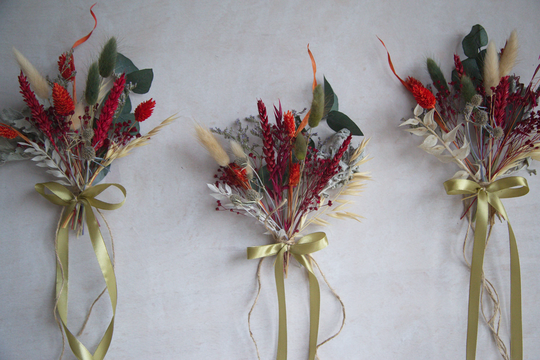 Wedding Chair Flowers Dried Flower Pew Ends Decoration Church Dressing Aisle Marker Brunt Orange Wild Thistle & Eucalyptus