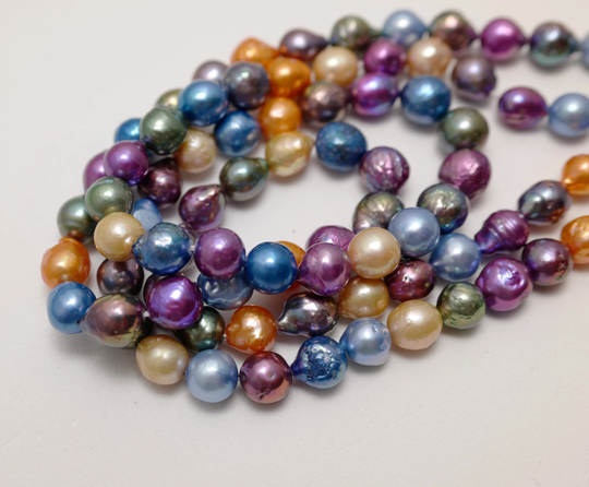 7.5-8.5mm Beautiful Luster Multi Colored Baby Baroque Pearl Beads, Rare Mix Color Pearls, Genuine Cultured Freshwater Pearls | 1135-Bq
