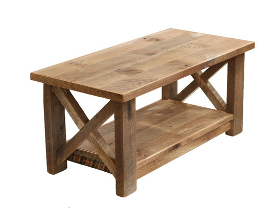 Farmhouse Coffee Table Made From Reclaimed Wood - X Detail Living Room Furniture Rustic