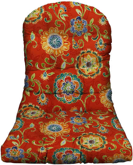 Rsh Decor Tufted Adirondack Chair Cushion Outdoor, Carnival Fanfaire Orange Blue Green Floral