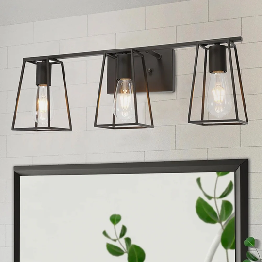 Modern 3-Light Over Mirror Vanity Light With Metal Frame Design - 3-Light: 25.98"