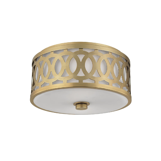 Hudson Valley Lighting Genesee 3-light Medium Flush Mount, Aged Brass