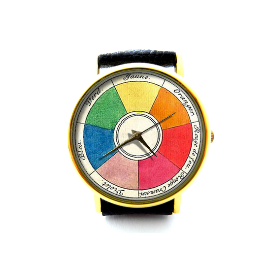 Antique Color Wheel Leather Watch, Wheel, Accessory, Ladies Unisex Jewelry