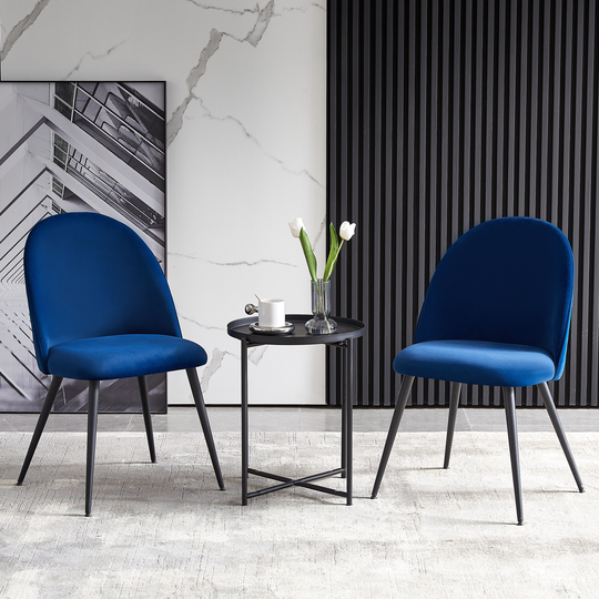Dining Chair Velvet Metal Black Legs Set of 2 Side Chairs - 21.26*20.47*33.07 inchs