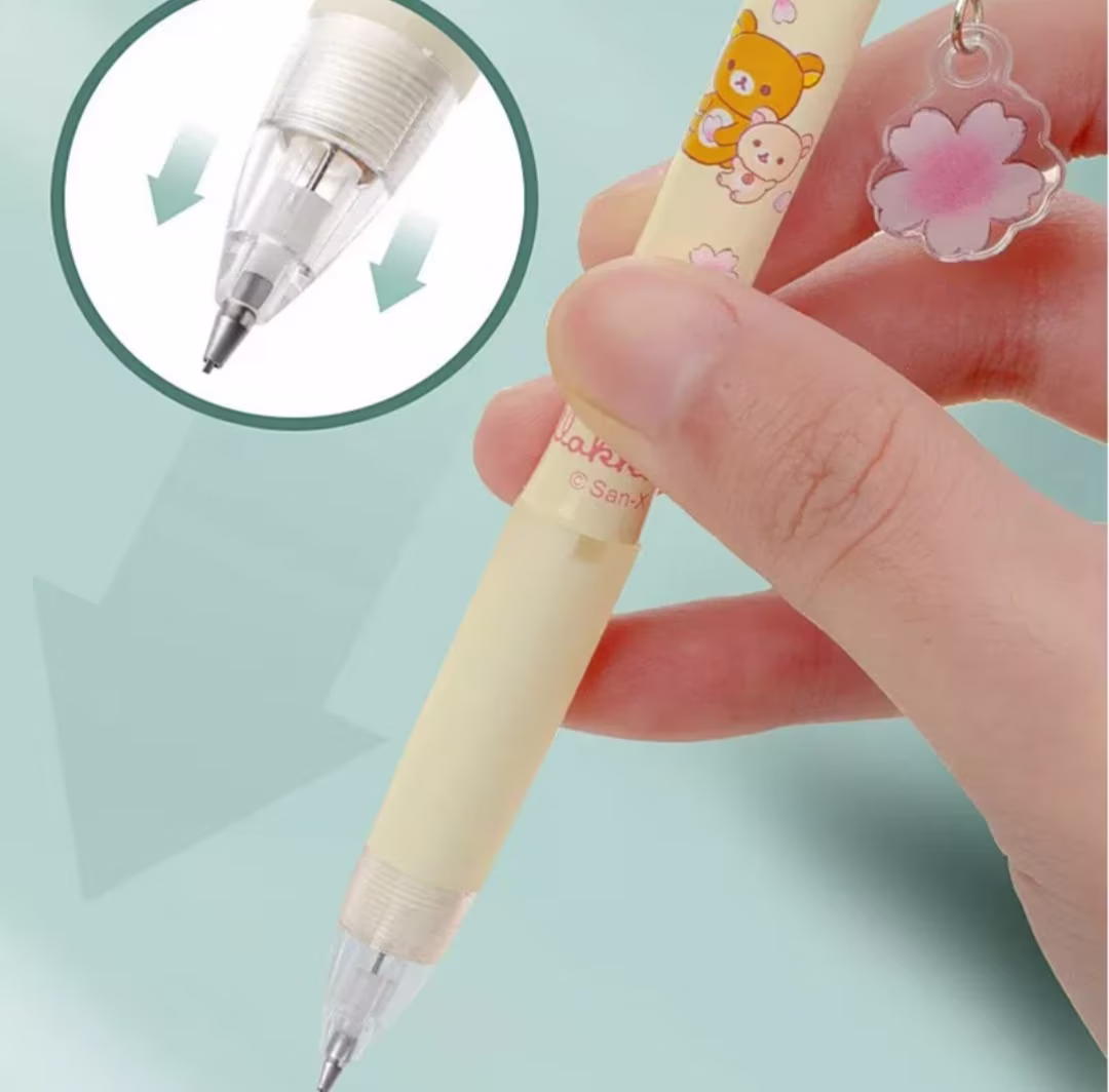 2Pcs Cartoon Bear Mechanical Pencil, 0.5mm/0.7mm Cute Writing, Drawing Sakura Flower Student Gift, Stationary Supply