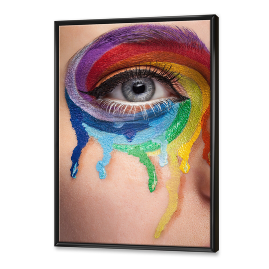 Designart 'Close Up Eye With Cry Colors In A Wheel Arround' Modern Framed Canvas Wall Art Print