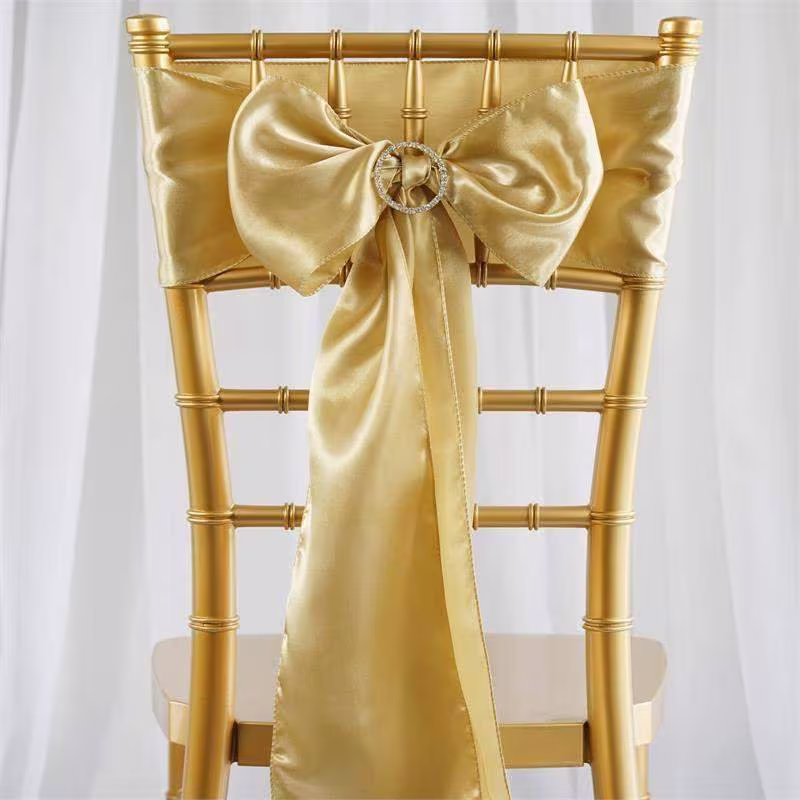 5 Pack | Champagne Satin Chair Sashes 6"x106"