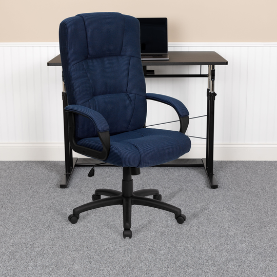 High Back Beige Fabric Executive Swivel Office Chair with Arms