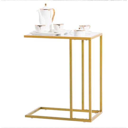 C Shaped Table Side Table Coffee Table Sofa Living Room Bedroom, White