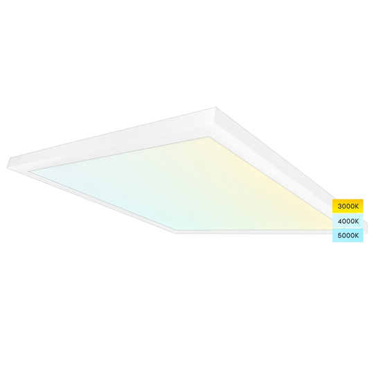 Luxrite 2x2 FT Surface Mount LED Flat Panel Light 3 Color Selectable 4000 Lumens Dimmable Damp Rated UL Certified