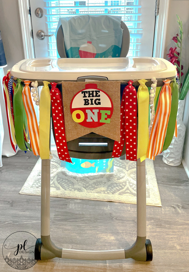 Fishing High Chair Banner, The Big One, O-Fish-Ally One First Birthday Banner