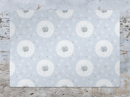 Grey Dandelions Chair Mat, Blue Vinyl Floor White Protective Plants Splat Office Decor, Flooring, Comfort Mat