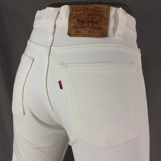 Size 28 Vintage Levis 505 Women's White Jeans W28 L32 High Waisted Denim Mom Boyfriends Waist 28"