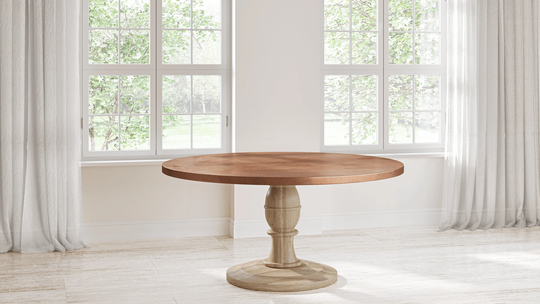 Providence Round Copper Top Dining Table - Pedestal Base