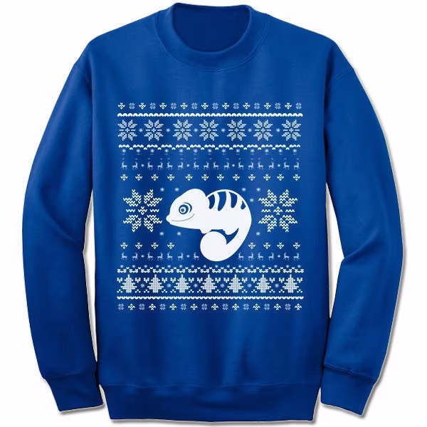 Chameleon Christmas Sweater Sweatshirt. Pet Ugly Xmas Sweater