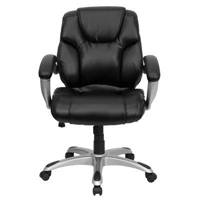 Ballance High Back LeatherSoft Layered Upholstered Office Chair w/Silver Nylon Base