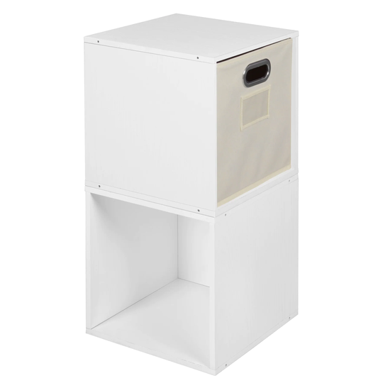 Noble Connect Storage Set - 2 Cubes and 1 Canvas Bin- White Wood Grain/Natural