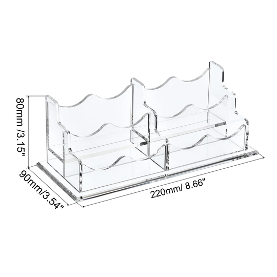 Business Card Holder Acrylic 4 Slots Desktop Name Cards Display Stand - Clear