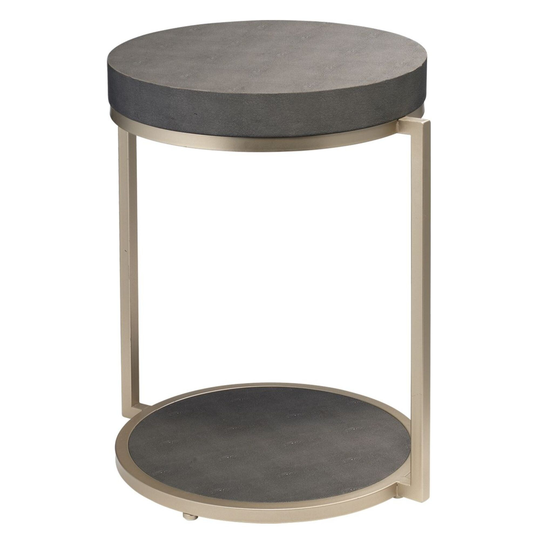 23.5" Gray and Beige Contemporary Chester Round Side Table