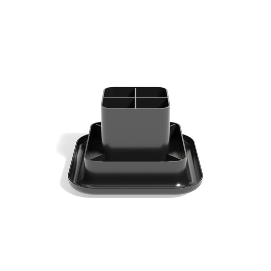 TRU RED 9-Compartment Black Plastic Rotating Organizer