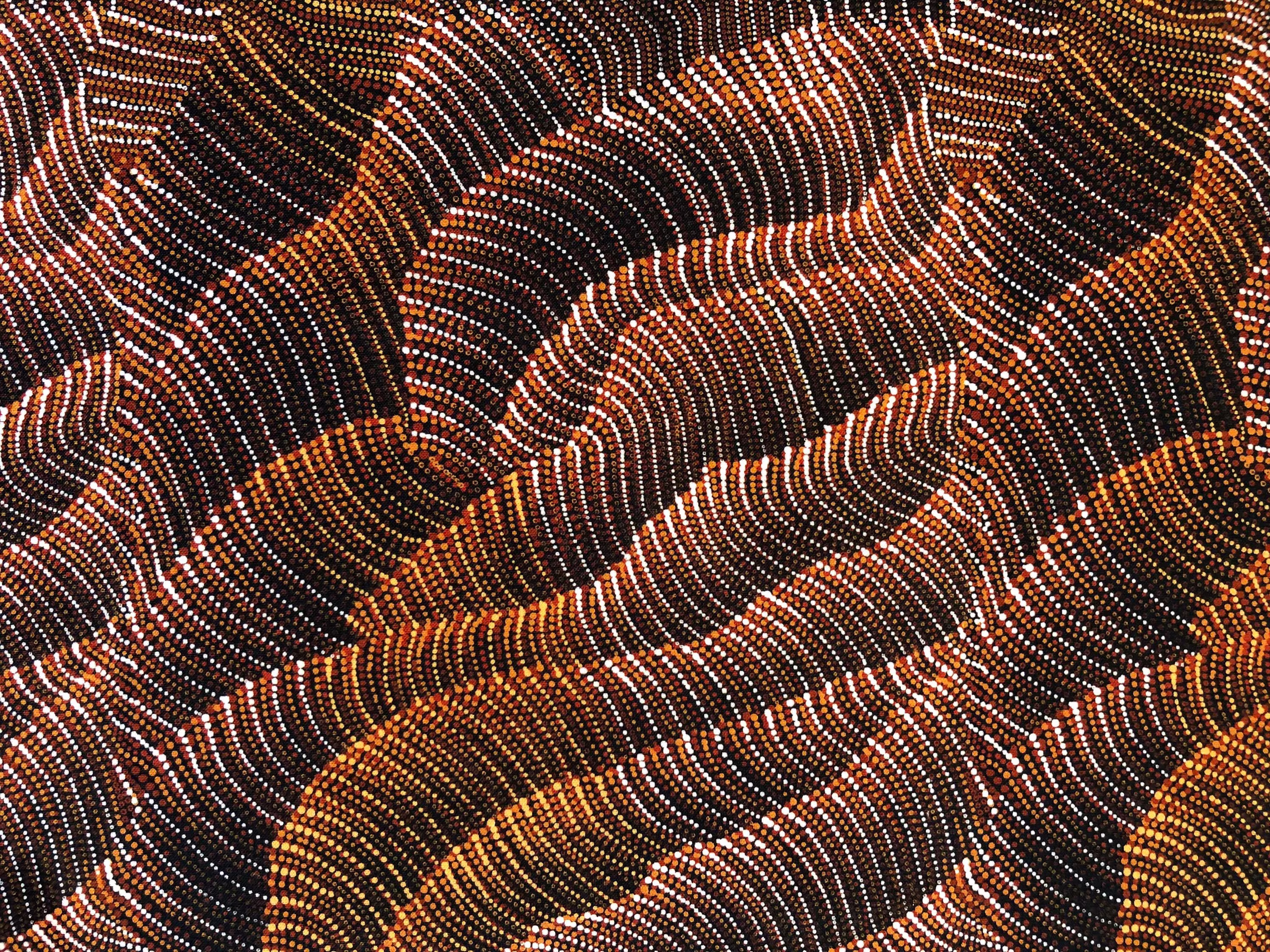 Aboriginal Art Maureen Sand Dune Abstract Brown Quilting Cotton Fabric By 1/4, 1/2 Yard Or Fat Quarter, Aussie Indigenous