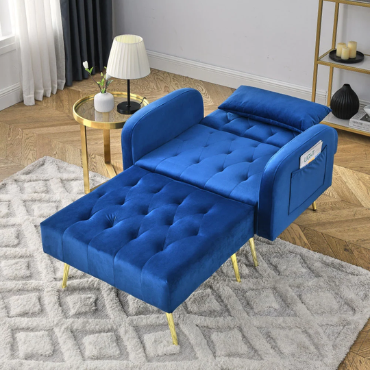Modern Upholstered Single Sofa Armchair with Footrest