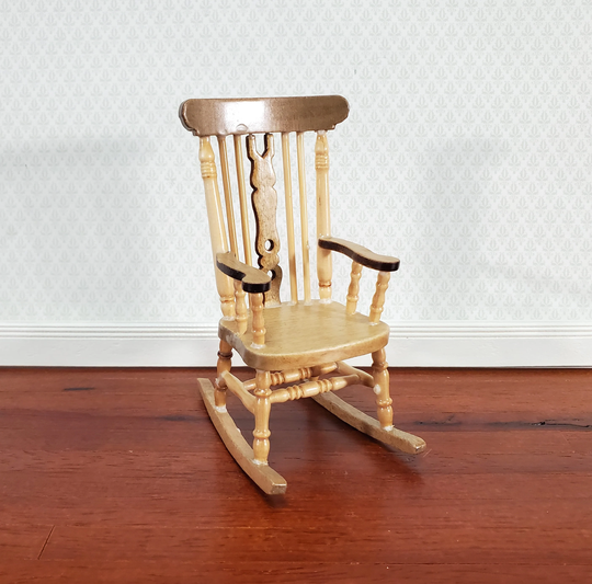 Dollhouse Rocking Chair Windsor Light Oak Finish Wood 112 Miniature Furniture