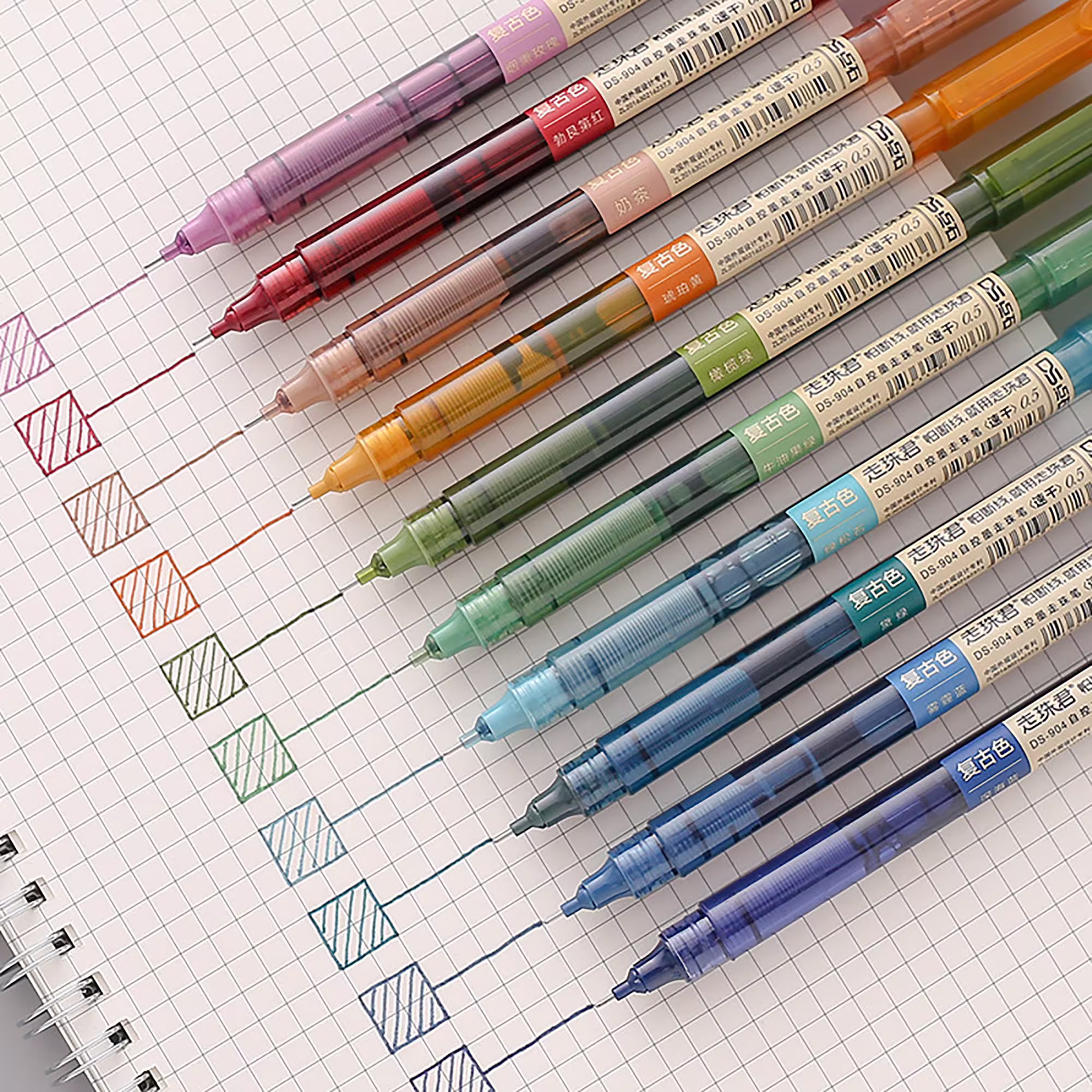 Retro Color Ink Gel Pen, Book Marker, Transparent Pen For Taking Notes, Solid Pens, Macaron Writing Supplies Gifts