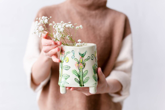 Ceramic Planter With Owl, Succulent Planter, Pottery Planter Flowers, Handmade Pencil Pot, Animal Flowerpot, Plant Pot