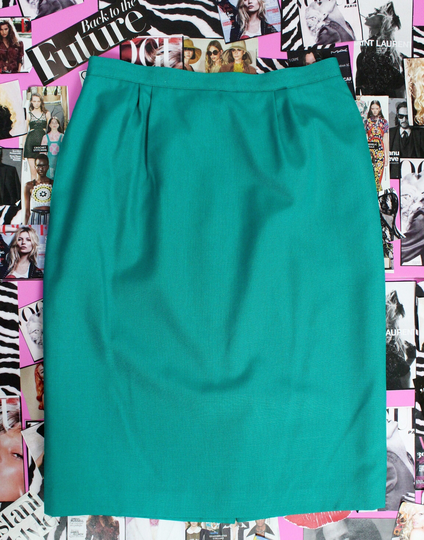 90's Teal Blue Pencil Skirt, Office Skirts, Size 10P