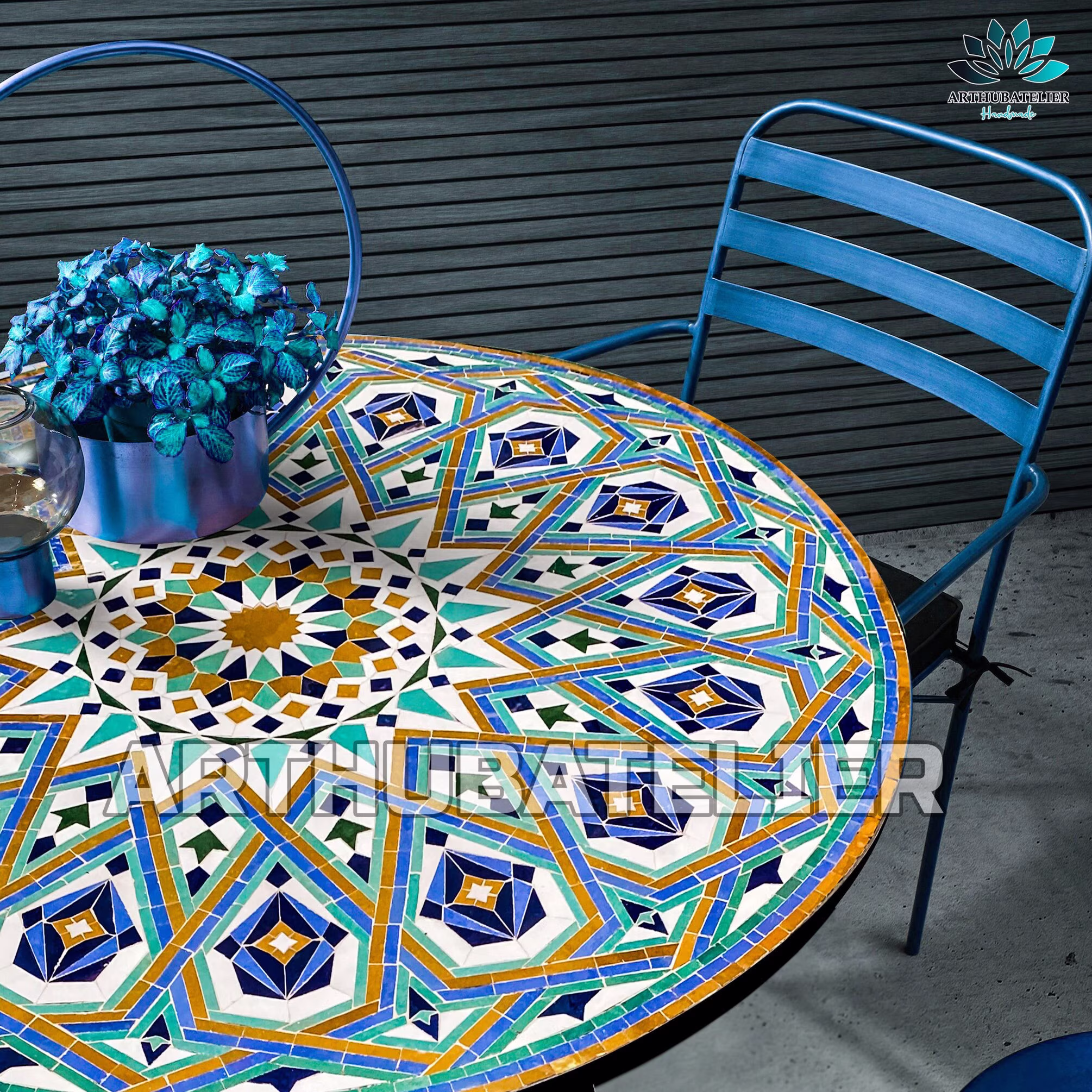 Mosaic Cocktail & Coffee Tables For Outdoor & Indoor Round 100% Handcrafted From Moroccan Tiles