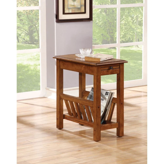 Q-Max Smooth Table Top square Legs Tobacco Rectangular Side Table