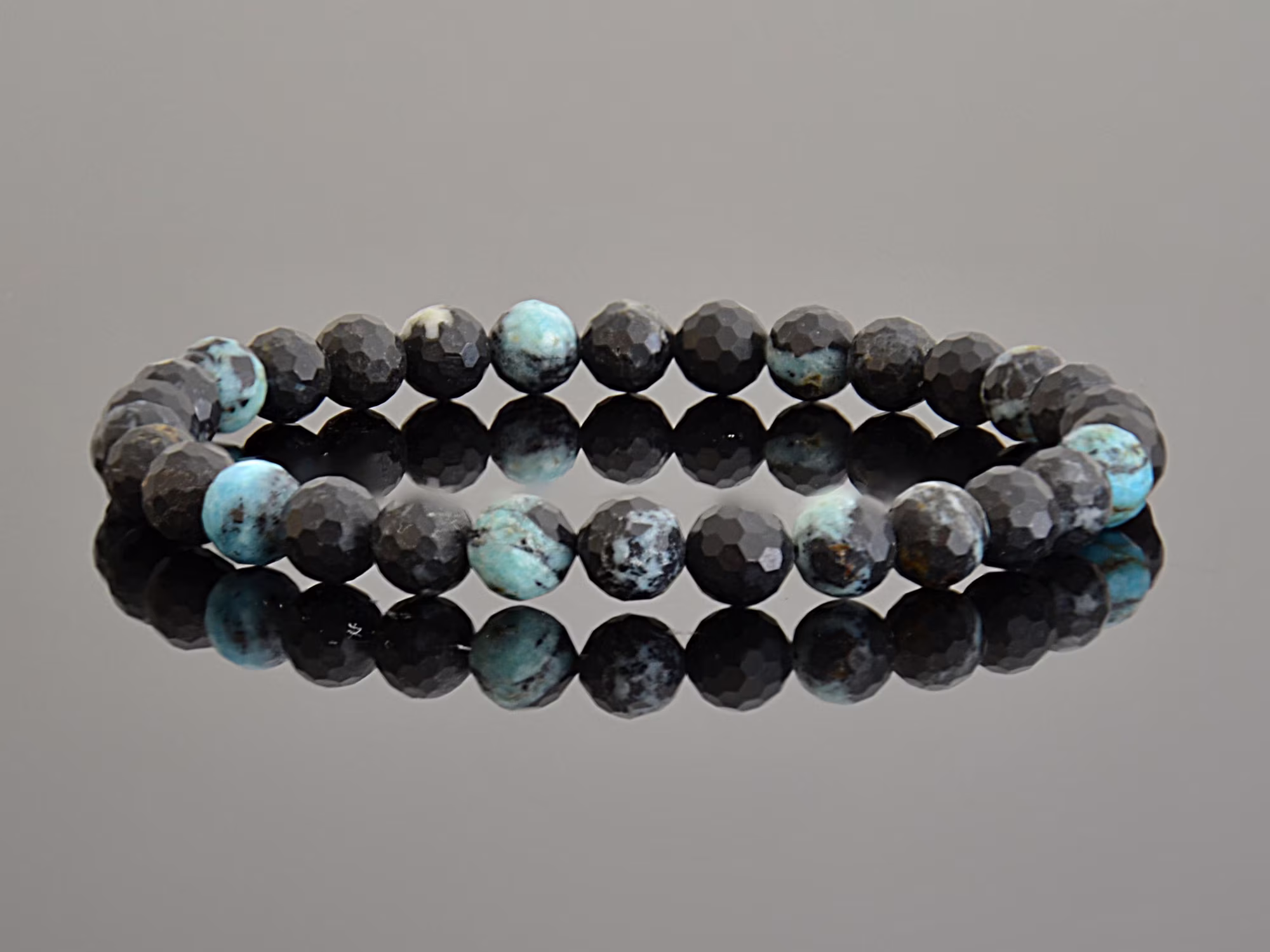 Genuine Authentic Turquoise Faceted Womens Rare 6mm Custom Beaded Gemstone Bracelet
