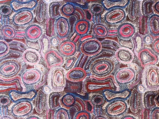 Aboriginal Art Agnes Water Dreaming Abstract Blue Purple Quilting Cotton Fabric By 1/4, 1/2 Yard Or Fat Quarter, Australia Indigenous