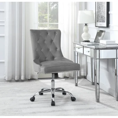 Tufted Back Office Chair Grey And Chrome By Coaster