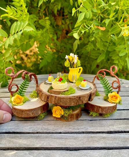 Fairy Garden Table & Chairs, Miniature Furniture, Dollhouse Miniatures