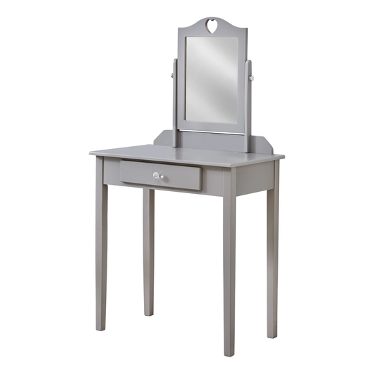 52" Gray Vanity Mirror Storage Drawer a Curved Top Frame Cut-Out Heart