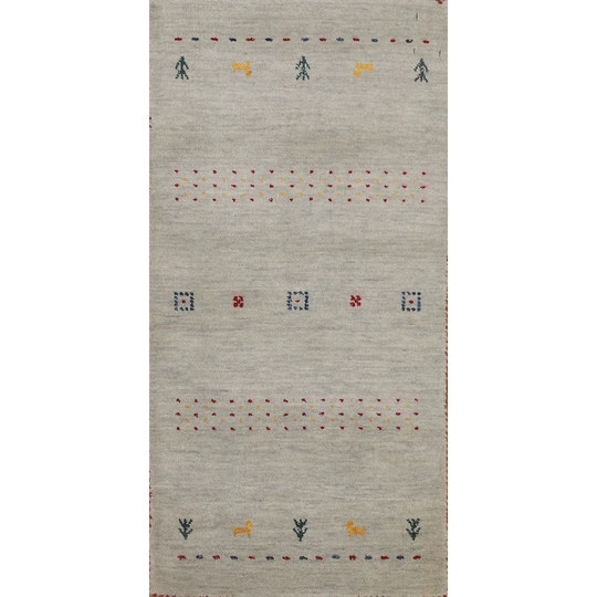 Multi-Color Tribal Gabbeh Indian Rug Hand-knotted Wool Carpet - 2'0" x 4'0"
