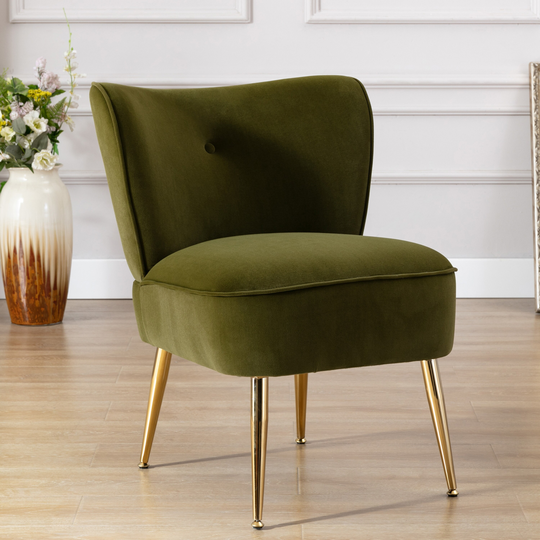 EYIW Accent Living Room Side Wingback Chair, Velvet Fabric Upholstered Seat Chairs Occasional Bedroom Leisure Chairs
