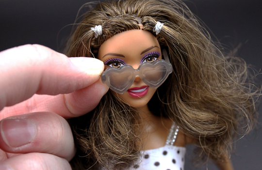 Sunglasses For Doll - Yellow & Gray Heart Shaped Sun Shades 16 Scale Figure Hair Choose 1 Or Set Of 2 Plastic Accessories