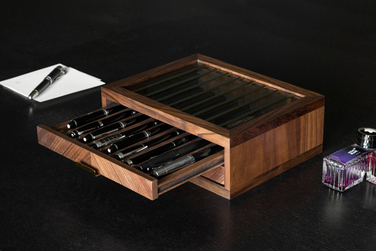 Luxury Walnut Pen Box, Wooden Holder, Pencil Display, Desk Organizer, Stand, Tray, Handmade Gift, New Job Gift For Men