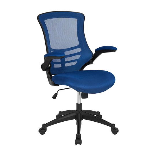 Offex Mid-Back Mesh Swivel Ergonomic Task Office Chair with Flip-Up Arms - Blue