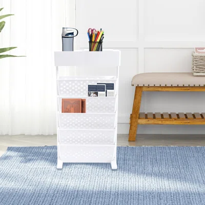 Zanylah Multifunctional Office Book Shelf with Pencil Holder White