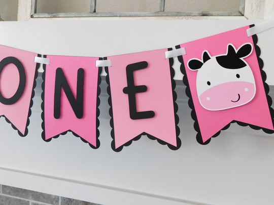 Girl Cow High Chair Banner, Party Decorations, Birthday Banner