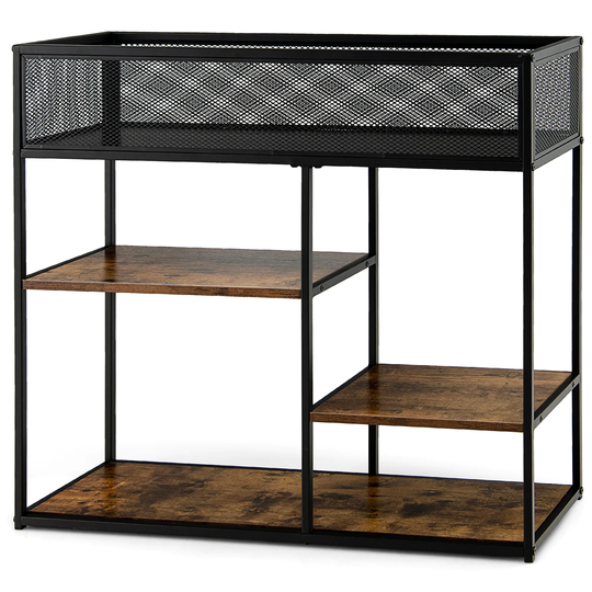 4 Tier Hallway Table Slim Console Table Sofa Table with Wire Basket