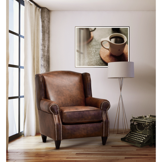Haringey Brown Top Grain Leather Nailhead Accent Chair