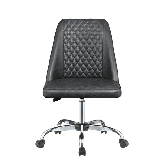 Upholstered Diamond Tufted Back Office Chair in Grey