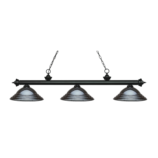 Avery Home Lighting Riviera Matte Black 3-light Island/Billiard Stepped Gun Metal-finished Light - Matte Black